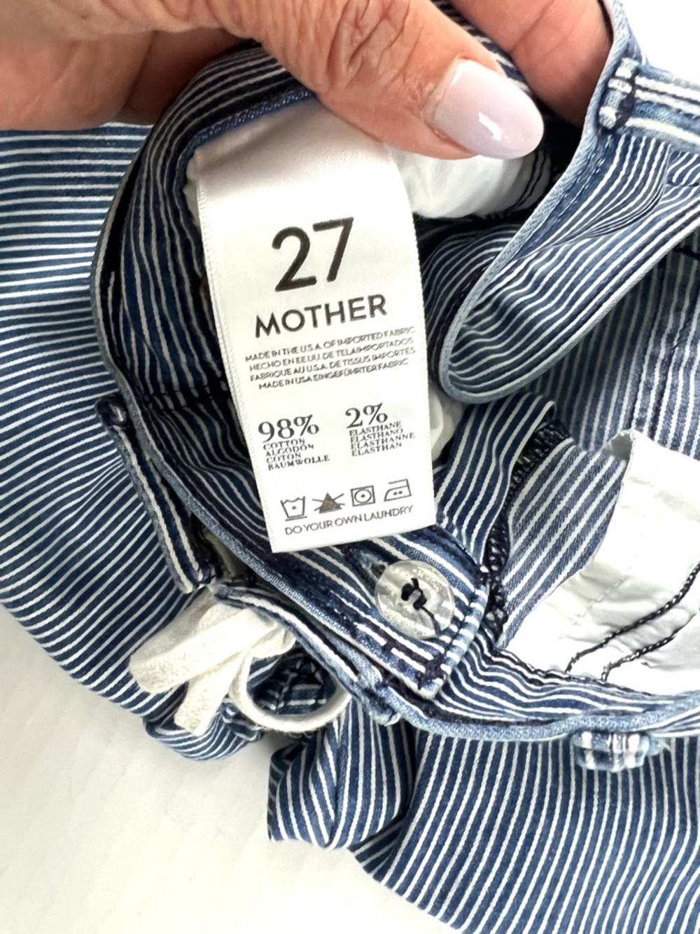 MOTHER Tie Me--Up Rascal Pinstripe Cropped Jeans - Picture 10 of 16